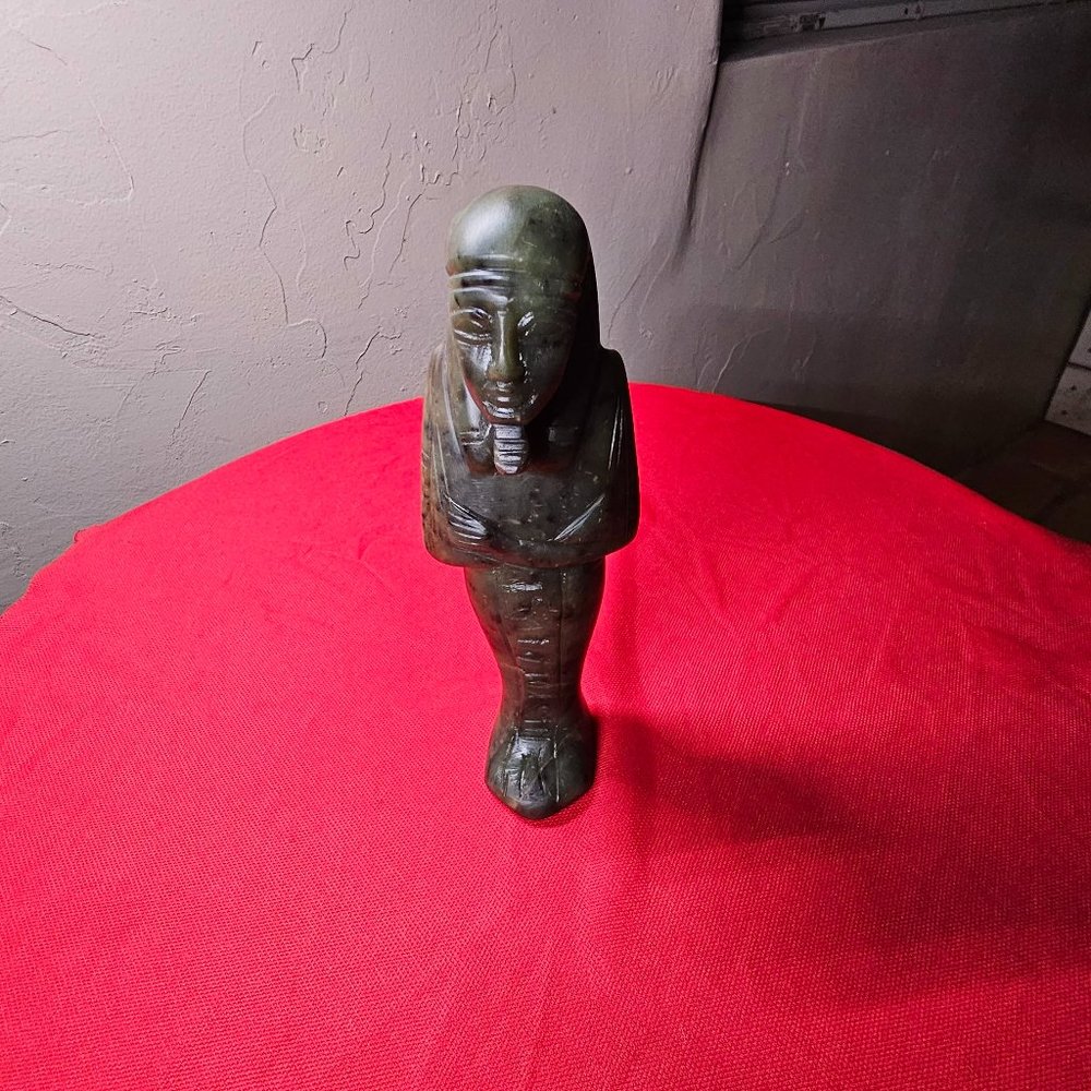 Nephrite Dark green Jade hand carved Egyptian statue
